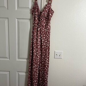 Derek Heart salmon pink and white Spaghetti Strap Maxi Dress
